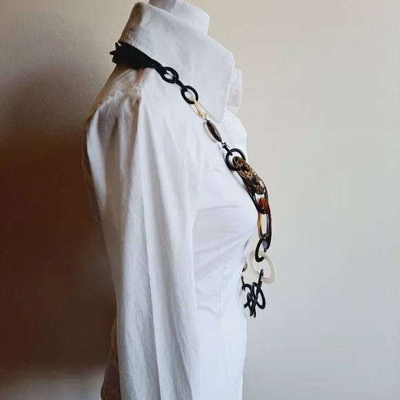 AMLE Italian Python Snakeskin Long Chain Horn Necklace - Picture 9 of 16